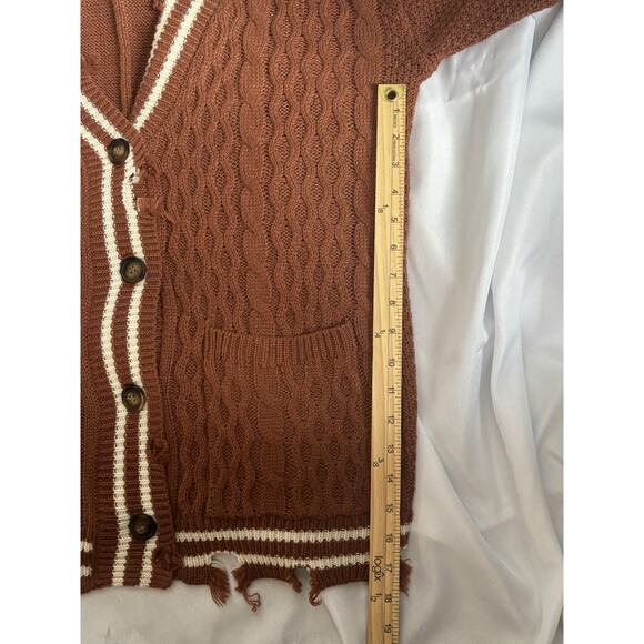 Gilded Intent Distressed Cable Knit Cardigan – Women’s Medium – Like New - Picture 6 of 7